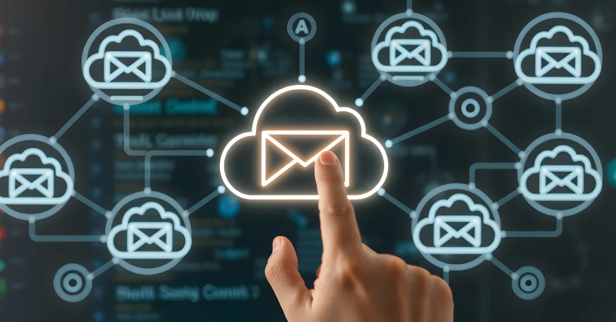 <b>Visual representation of email sending tools used to deliver emails through cloud-based email platforms.</b>