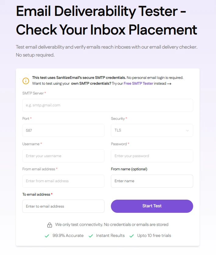 Free Email Deliverability Tester Online Tool by SanitizeEmail