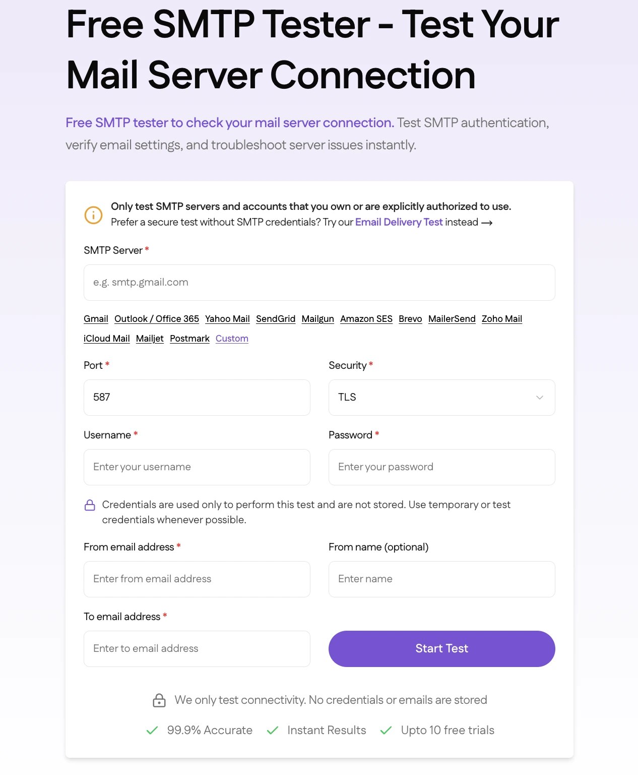 Free SMTP Tester Online Tool by SanitizeEmail